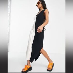 Topshop NWT Knitted Colorblock Sweater Midi Dress